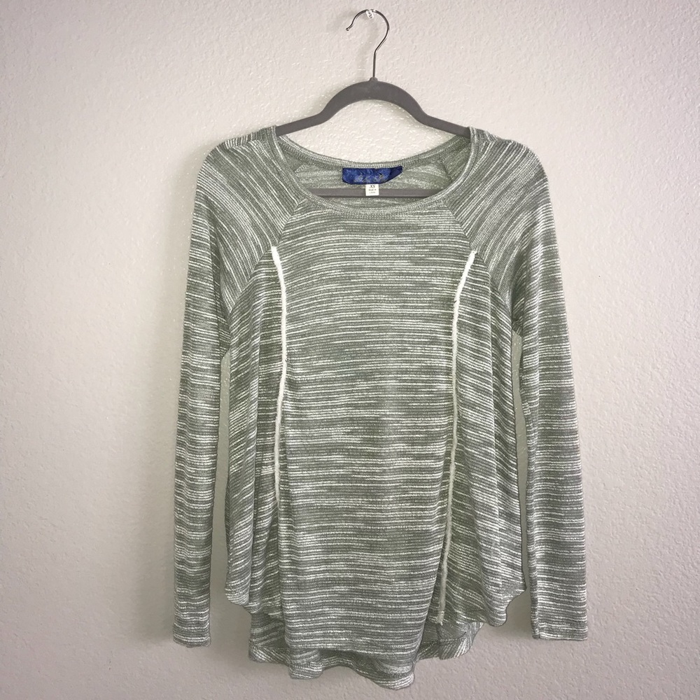 Sheer grey and white sweater